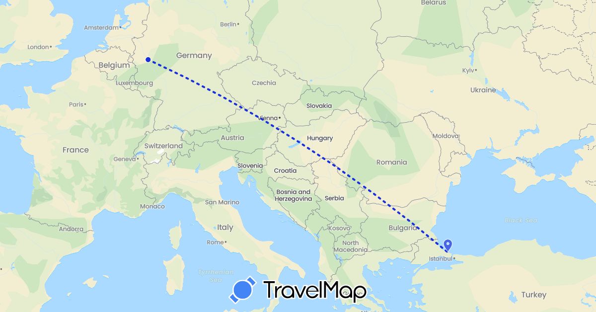 TravelMap itinerary: flug in Germany, Turkey (Asia, Europe)