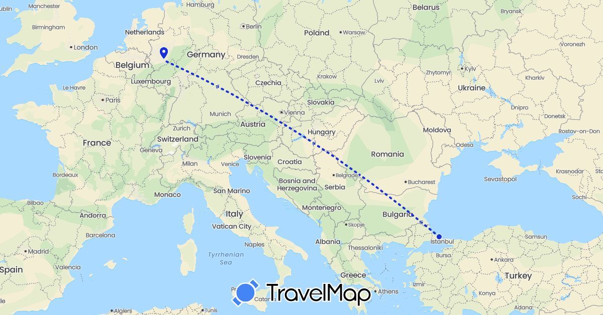 TravelMap itinerary: driving, flug in Germany, Turkey (Asia, Europe)